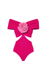 ROSE FLOWER ONE-PIECE SWIMSUIT