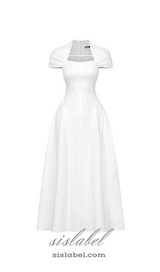 MYRNA SQUARE NECKLINE A-LINE MIDI DRESS IN WHITE