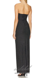 VIRGINIA BLACK JERSEY RHINESTONE MAXI DRESS