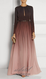 ELLEN GRADIENT COLOR RUNCHED MAXI DRES