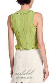 Lina Sleeveless Textured Knit Top in Olive Green