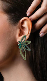 GREEN CRYSTAL FLOWER EARRINGS