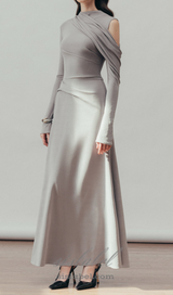 Eclipse Draped maxi Dress in Cloudy Gray