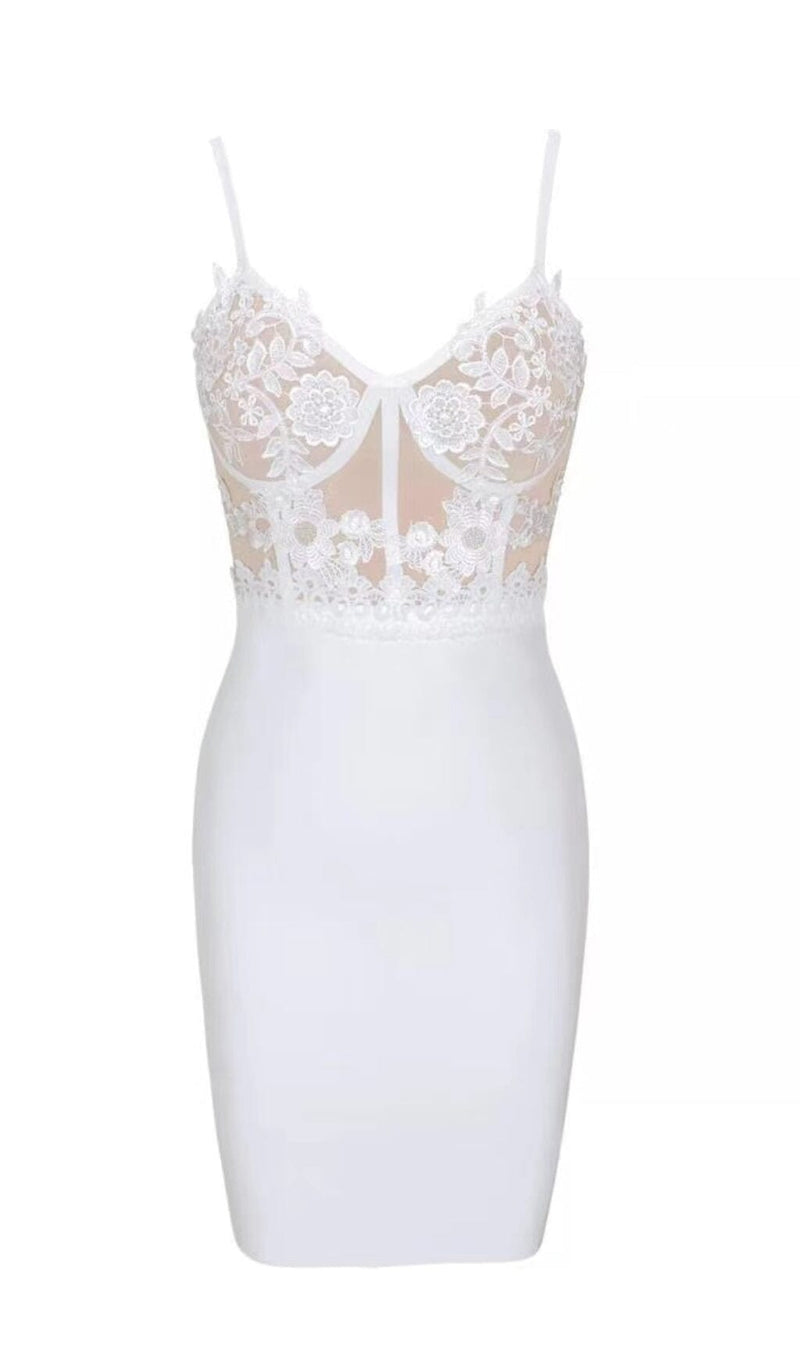 BANDAGE LACE STRAPPY MINI DRESS IN WHITE