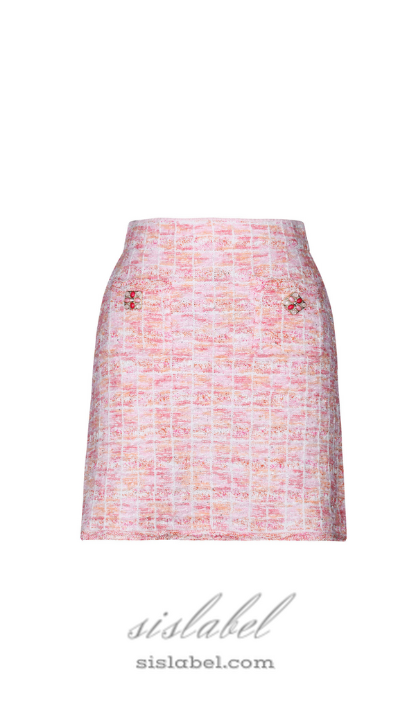 Pink Check Knit Skirt