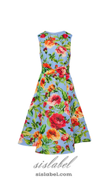 EDITH MULTICOLOR FLORAL CREPE MIDI DRESS