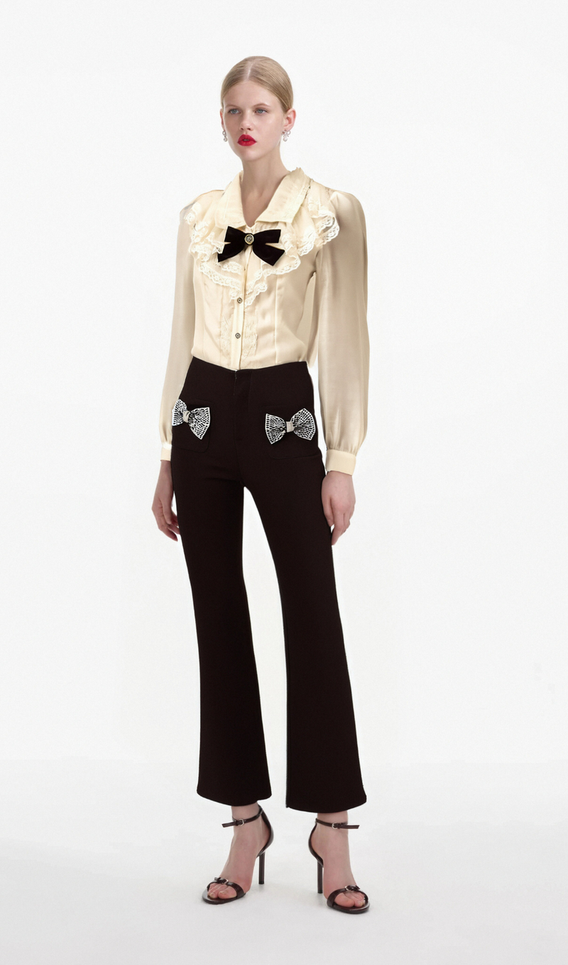 Gelsomina bow-embellished flared trousers