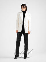 bat-shape embellished blazer in white