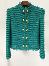 COTTON-BLEND TWEED JACKET IN GREEN