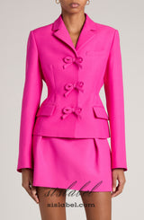 YURI BOW DETAIL CREPE COUTURE BLAZER IN PINK