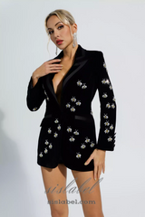 SIBYL BLACK BEE DIAMOND BLAZER MINI DRESS