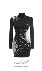 Camille pearl-embellished mini dress in black