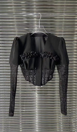 MESH CORSET TWO PIECES SUIT IN BLACK