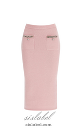 knitted midi skirt in Pink