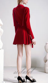 RED BOW DECOR JACKET DRESS