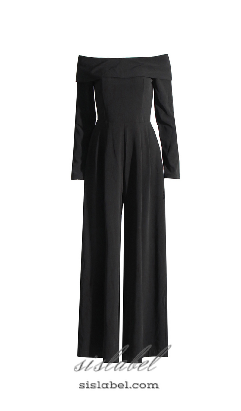 DOMINIC OFF-THE-SHOULDER CREPE JUMPSUIT IN BLACK