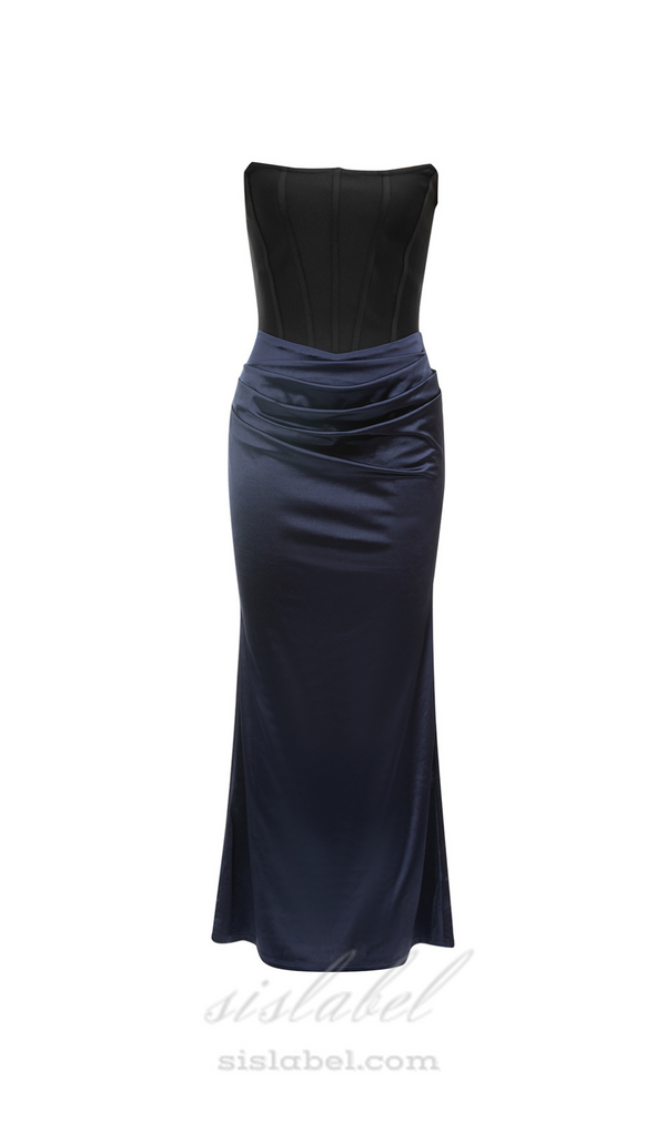 JANE TWO-TONE CORSET STRAPLESS MAXI DRESS