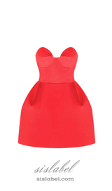 STRAPLESS BUSTIER MINI DRESS IN RED