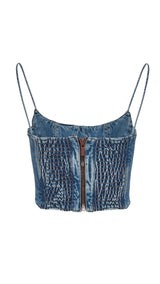 MOICU DENIM CROPPED CAMI TOP