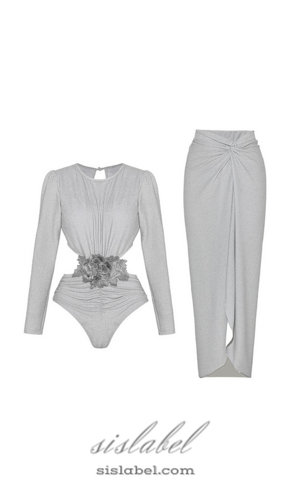 LONG SLEEVE FLOWER SWIMWEAR TWO PIECE SET