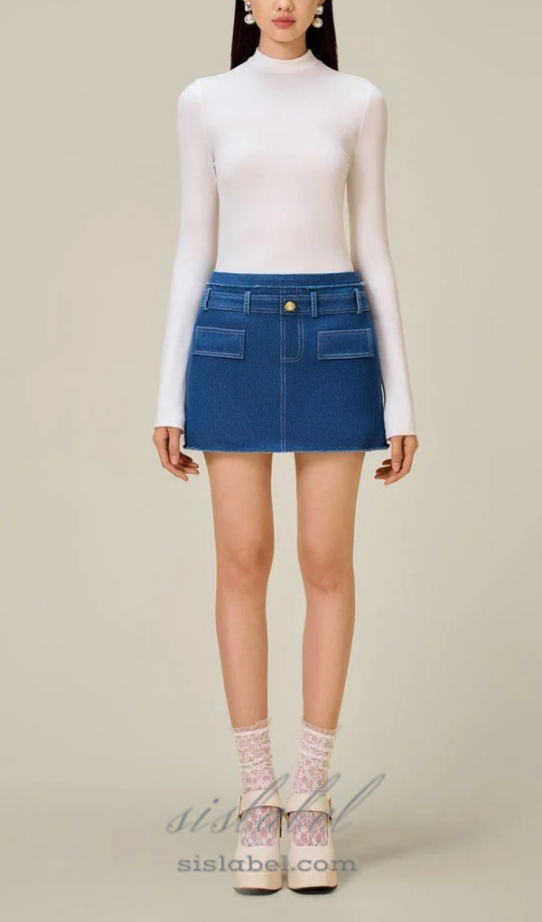 Cathy Tweed Mini Skirt in blue