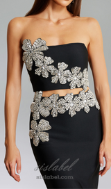 ELEGANZA FLOWERS WITH DIAMONDS BANDAGE TWO-PIECE SET