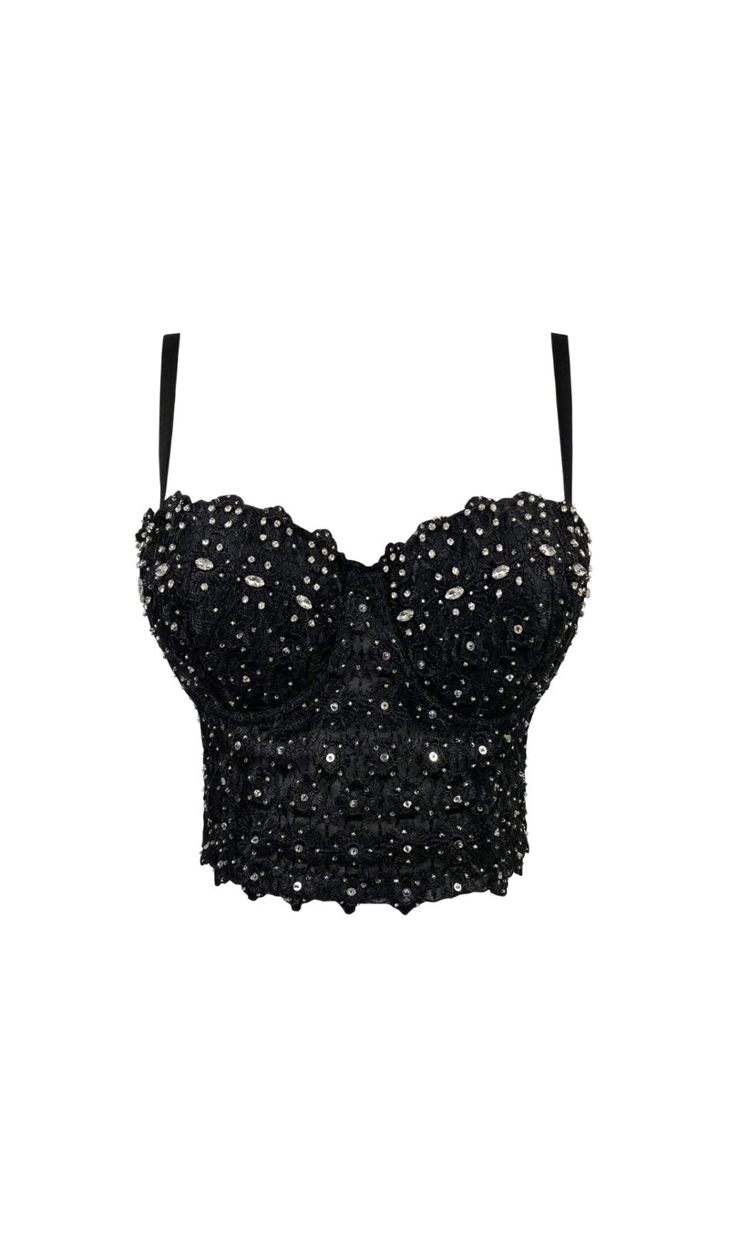 AMBERLIN RHINESTONE EMBROIDERED TOP