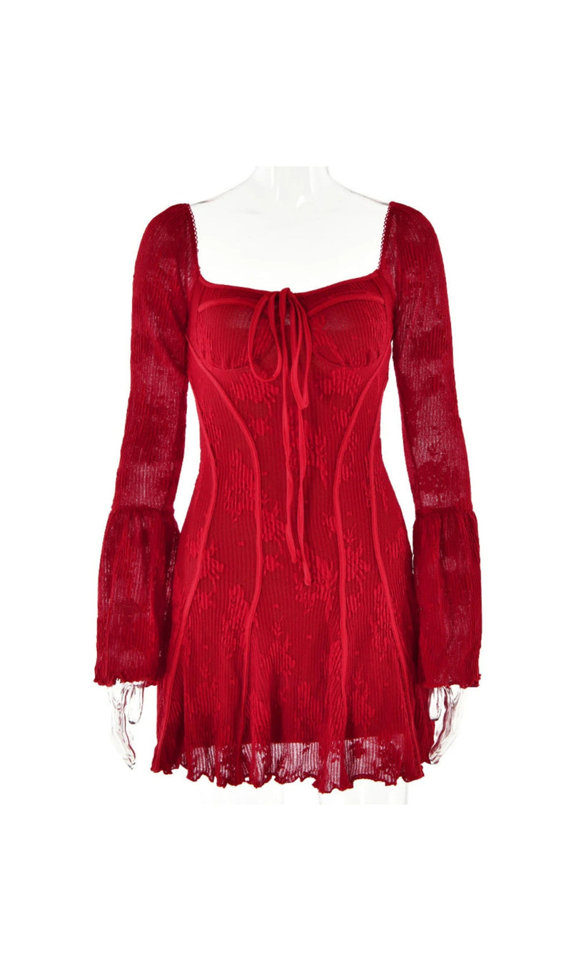 MINI-ROBE FLEURIE ROUGE AMBERL