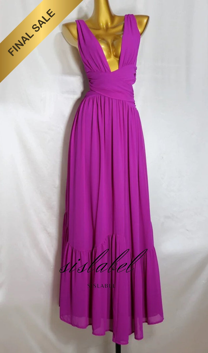 CUT OUT MAIX DRESS IN PURPLISH RED