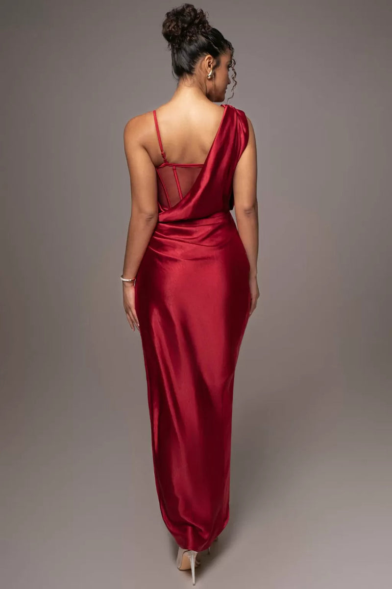 Red Anastacia Drape Maxi Dress