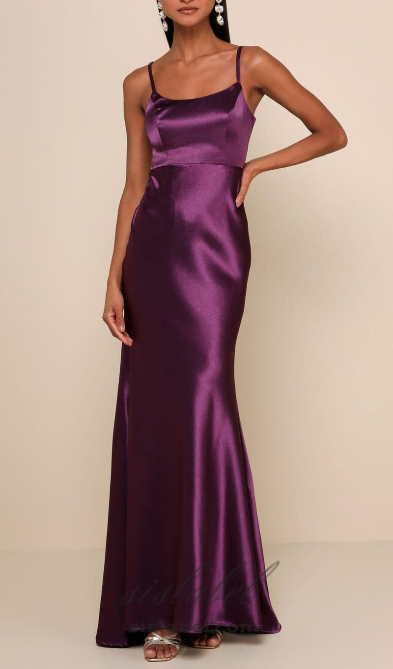 Dark Purple Satin Mermaid Maxi Dress