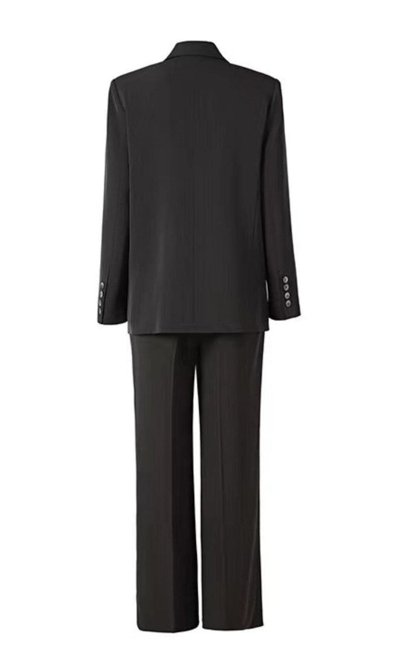 CRYSTAL EMBELLISHED CREPE SUIT SET IN BLACK