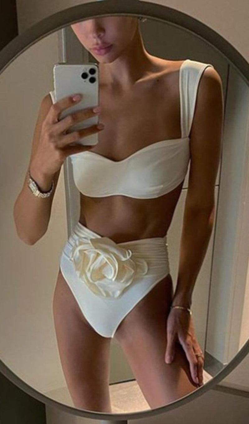 ROSE EMBELLISHED BIKINI SUIT IN IVORY