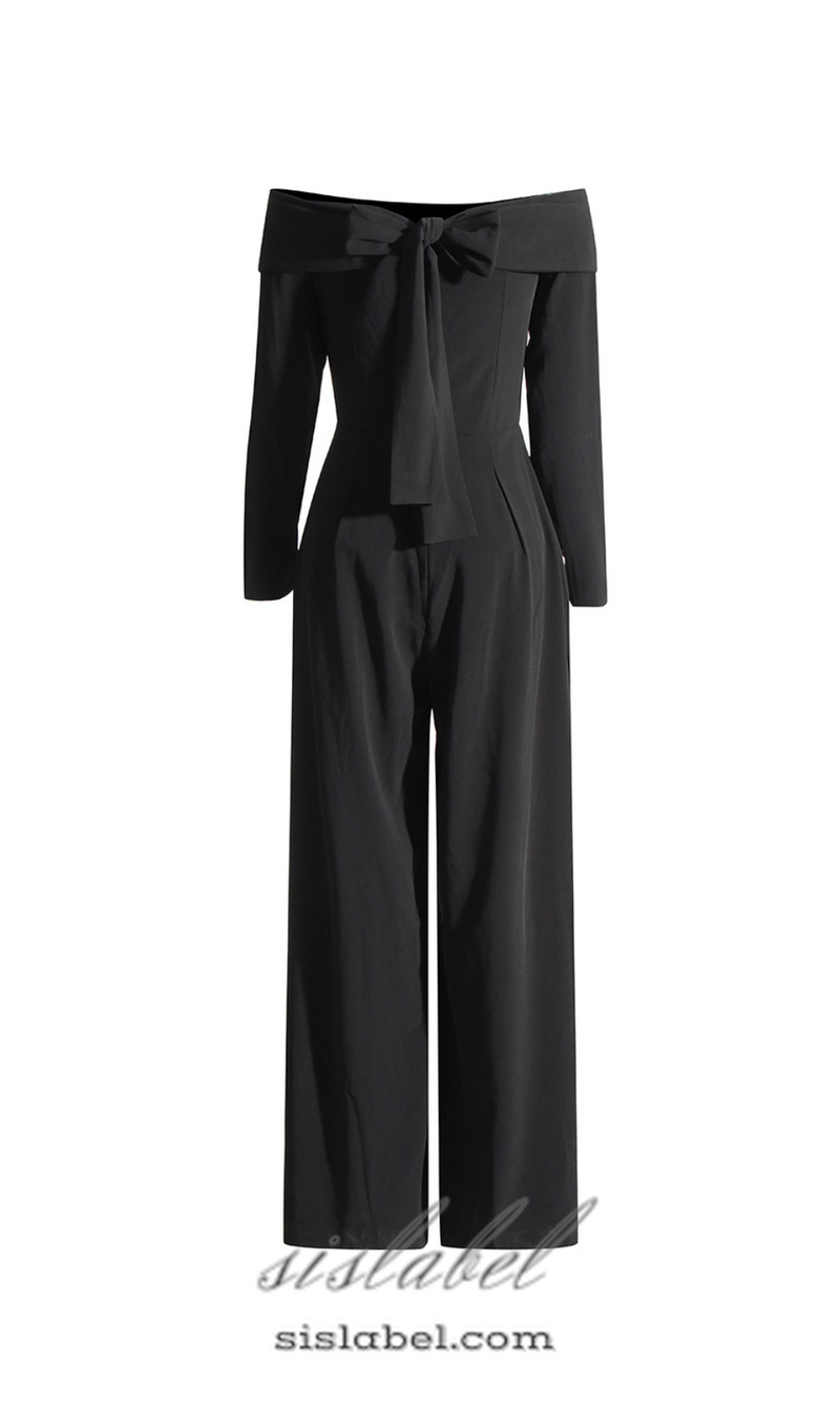 DOMINIC OFF-THE-SHOULDER CREPE JUMPSUIT IN BLACK