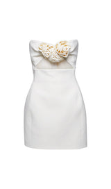 STRAPLESS CUTOUT MINI DRESS IN WHITE