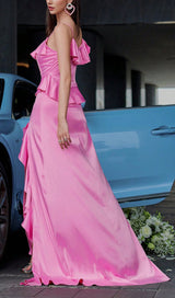 SATIN SLIT MAXI DRESS