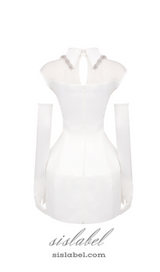 SIMONE TULLE DETAIL MINI DRESS IN WHITE