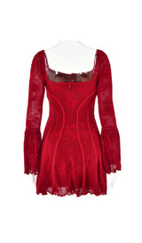 MINI-ROBE FLEURIE ROUGE AMBERL