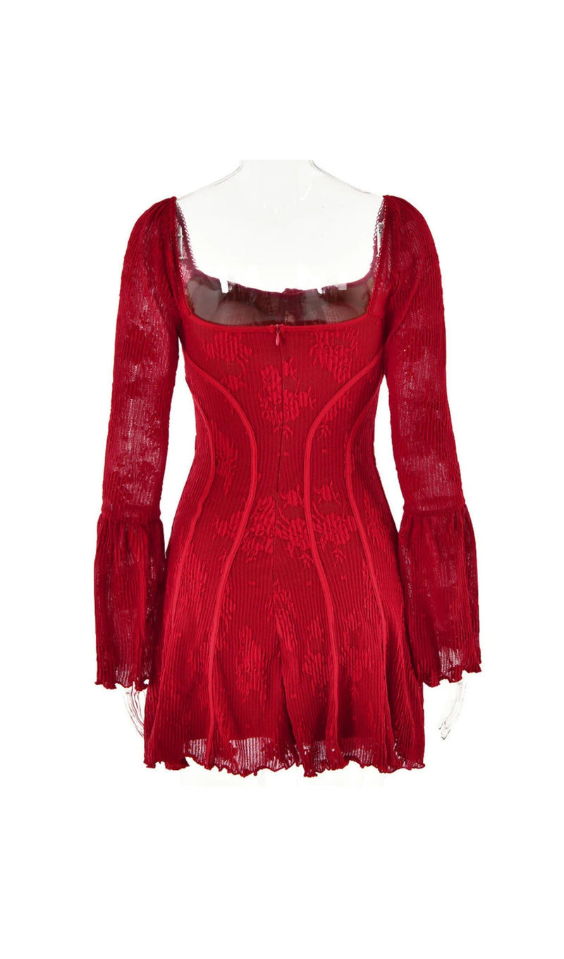 MINI-ROBE FLEURIE ROUGE AMBERL