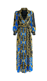 PRINTED WRAP MAXI SHIRT DRESS