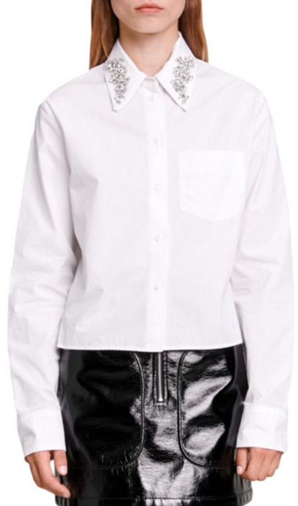 CHEMISE COL EMBELLI EN COTON 