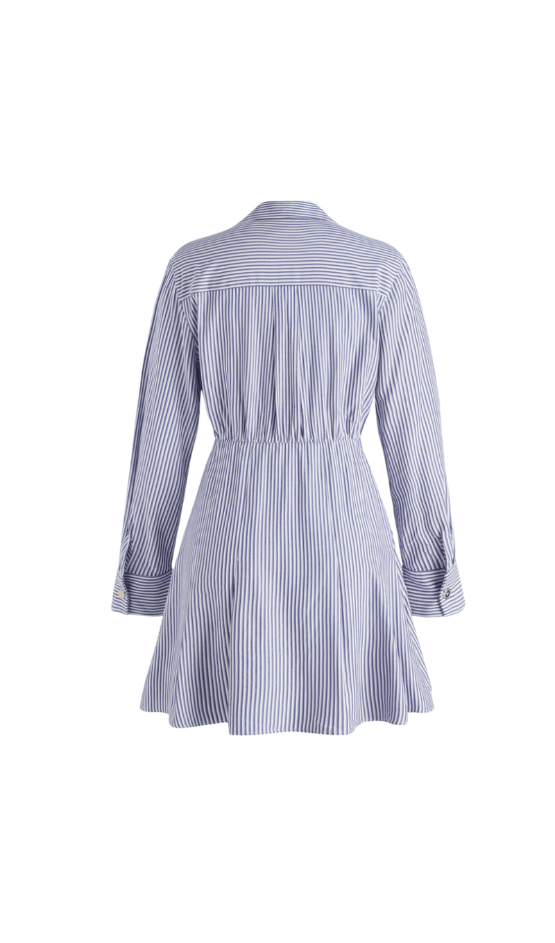 COTTON BLEND STRIPED MINI DRESS