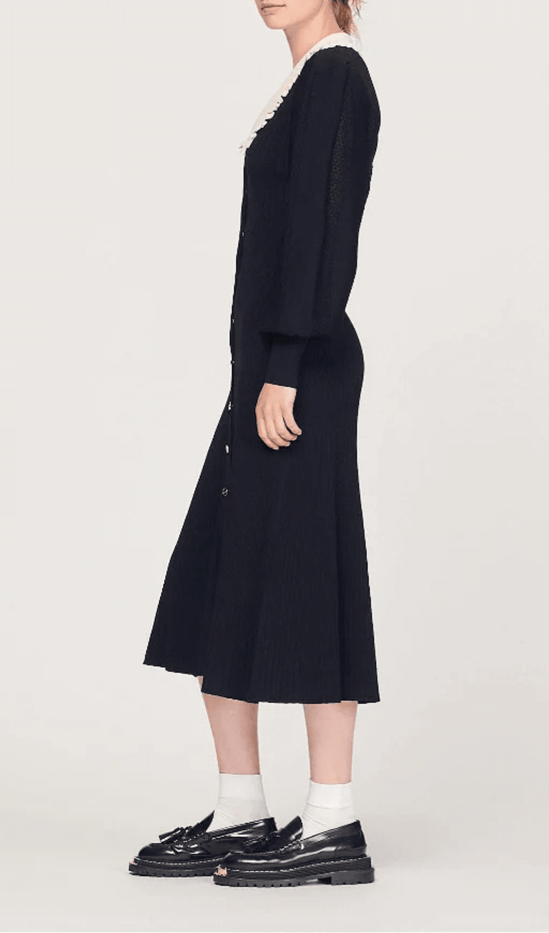 LONG SLEEVE KNITTED MIDI DRESS