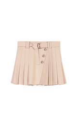 BEIGE PLEATED MINI SKIRT