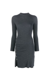 EMBELLISHED RIBBED-KNIT MINI DRESS