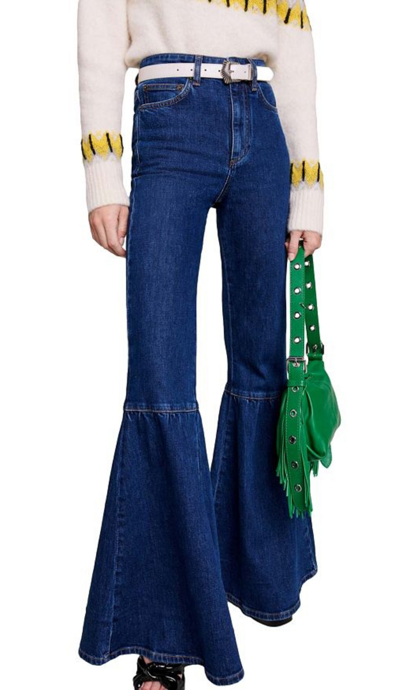 HIGH RISE FLARE LEG JEANS IN BLAU 