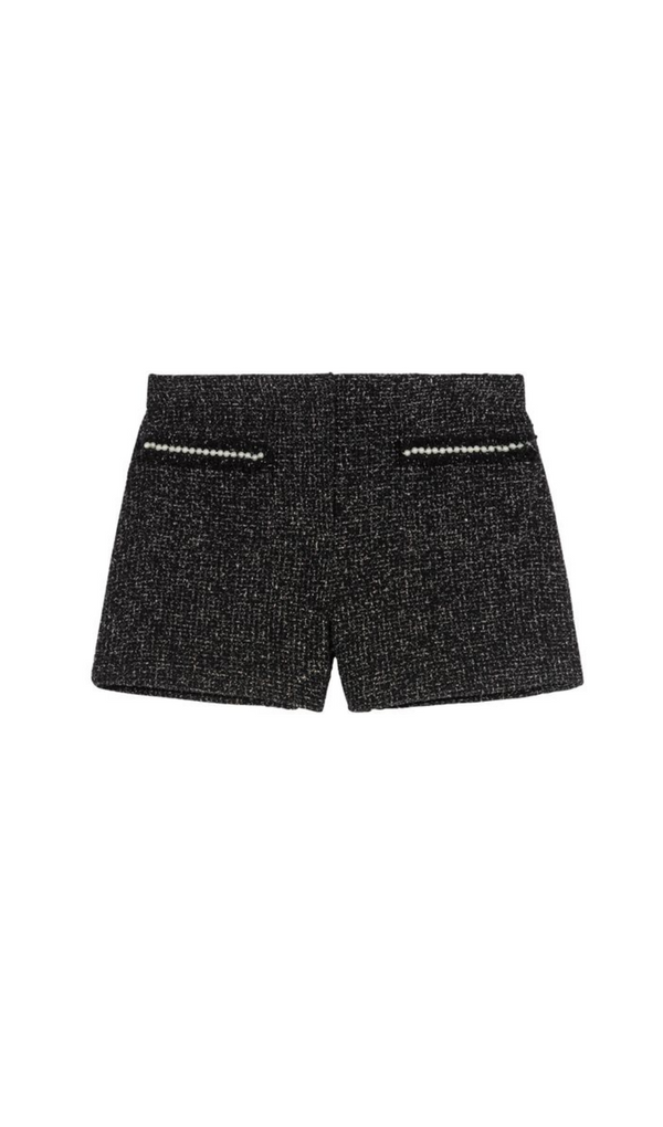 TWEED-SHORTS MIT PAILLETTEN UND PERLENBESATZ 