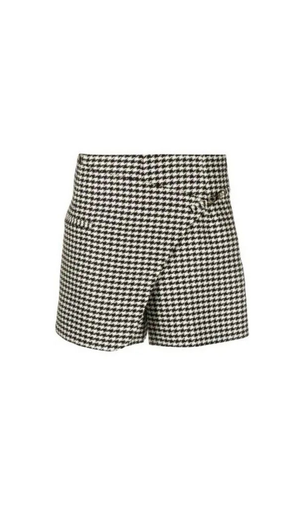 ASYMMETRISCHE SHORTS MIT HAHNENTRITTMUSTER 