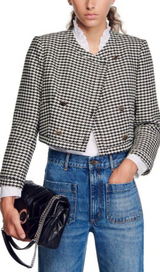 CROPPED HOUNDSTOOTH JACKET