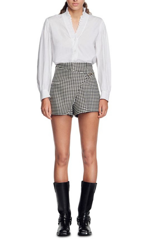 ASYMMETRIC HOUNDSTOOTH SHORTS